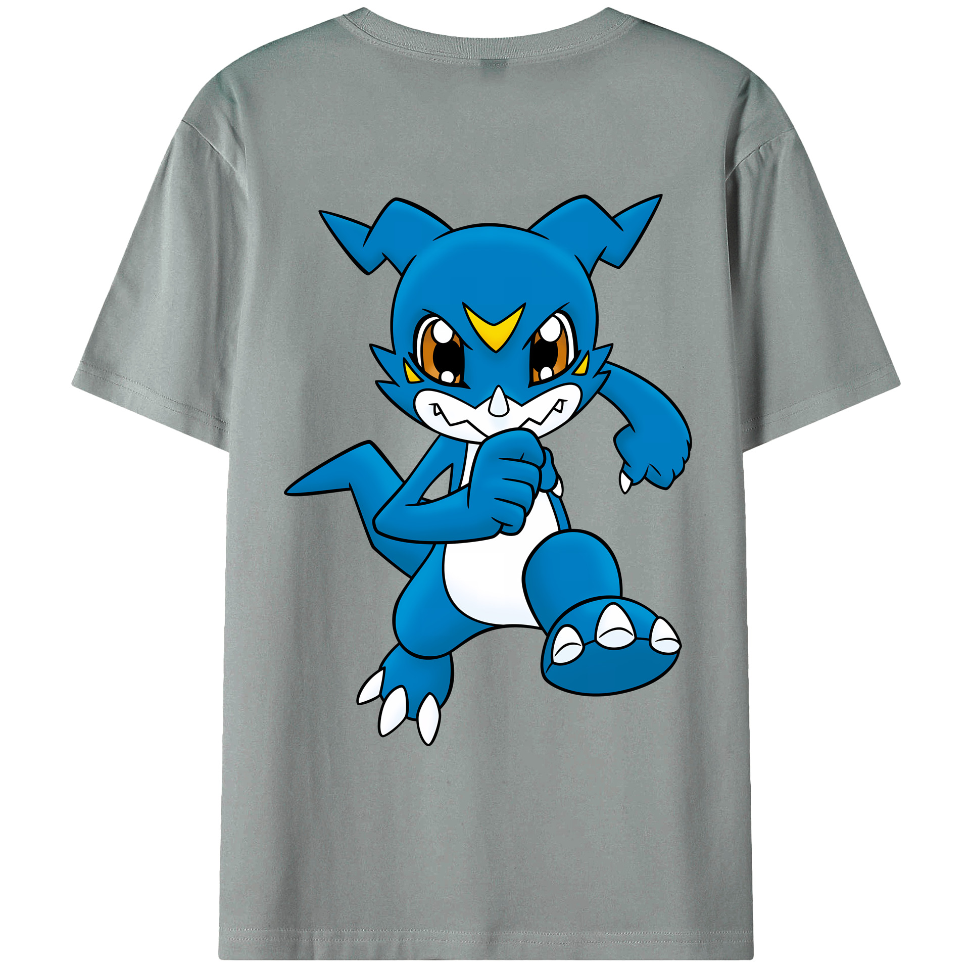 （画像用） Digimon デジタルモンスター/デジモン 綿100％ メンズ半袖Tシャツ（バックプリント） 通気性